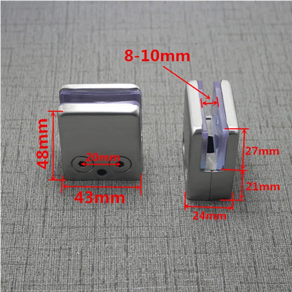 4Pcs Stainless Steel Square Clamp Holder Bracket Clip For Glass Shelf Handrails Silver