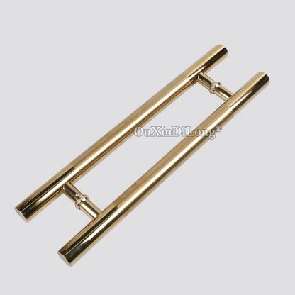 1PCS H-shape Manganese Titanium Steel Frameless Glass Door Handle Bathroom Shower Door Handle Pull Brushed+Polishing GF475