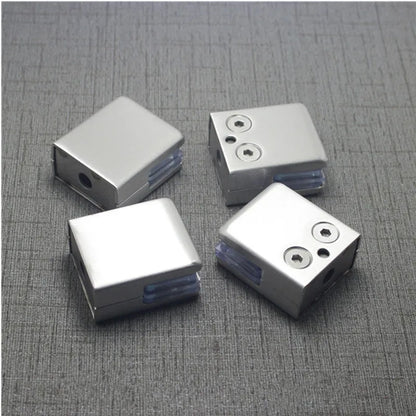 4Pcs Stainless Steel Square Clamp Holder Bracket Clip For Glass Shelf Handrails Silver