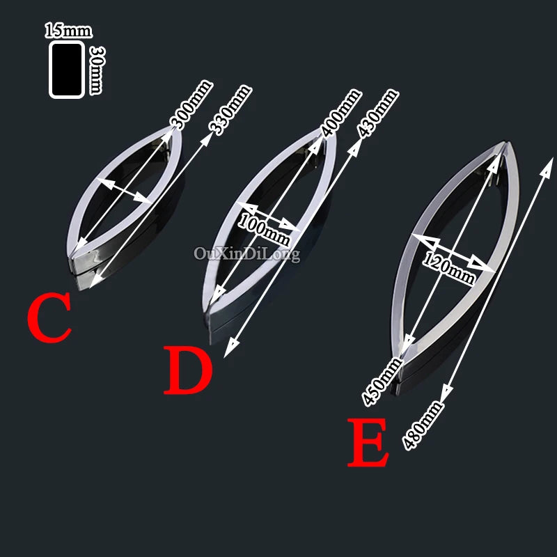 High Quality 304 Stainless Steel Frameless Shower Bathroom Glass Door Handles Pull / Push Handles Glass Mount Chrome Finished