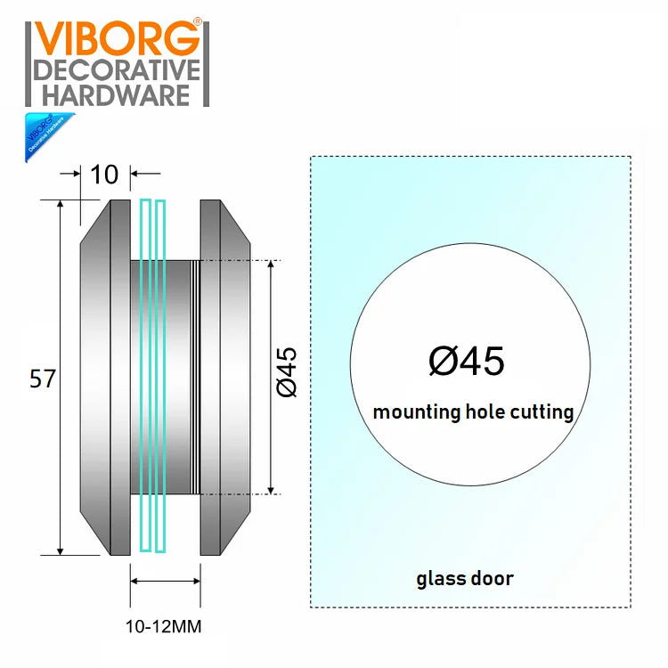 VIBORG Deluxe SUS-304 Stainless Steel Casting Sliding Glass Door Handle Frameless Shower Door Handle