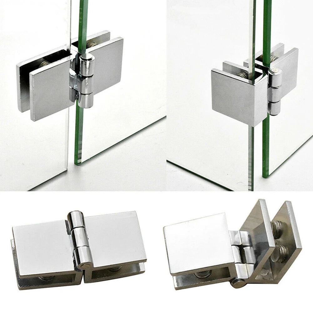 Glass Door Hinge Clamp  Zinc Alloy Bathroom Shower Glass Door Hinges Cabinet Cupboard Hardware Clamp Hinge Door Hardware