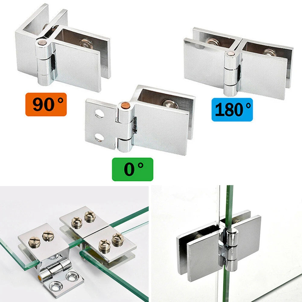 Glass Door Hinge Clamp  Zinc Alloy Bathroom Shower Glass Door Hinges Cabinet Cupboard Hardware Clamp Hinge Door Hardware