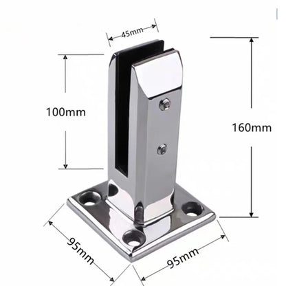 1PCS Stainless Steel Railing Floor Stand Pool glass Clip Glass Clamp Railing Accessories Guardrail Bracket