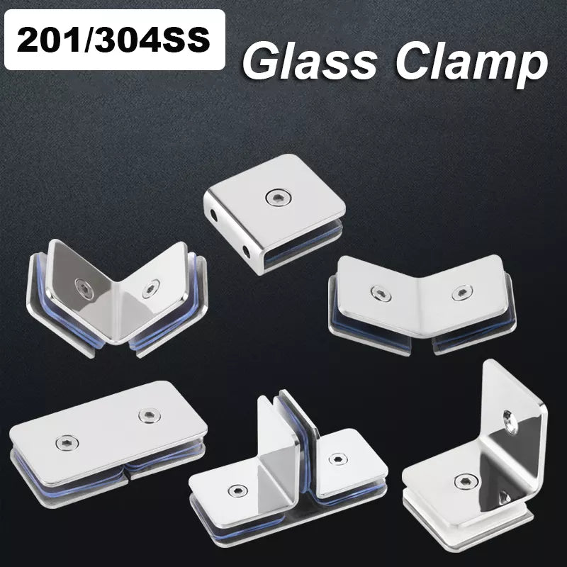 201/304Stainless Steel Glass Clamp Shower Room Glass Clip Holder Bracket Support 0 90 135 180 Degree Wall Glass Panel Connector