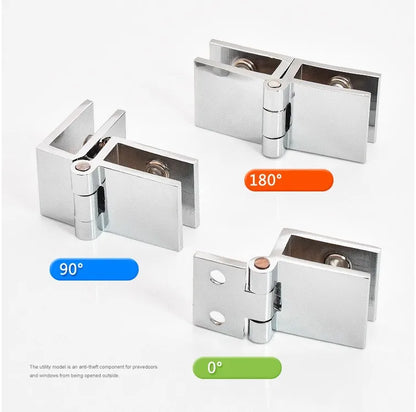 90 180 Degree Bilateral Clip Home Easy Install Glass Clamp Zinc Practical Durable Cabinet Door Hinge Bathroom Furniture Cupboard