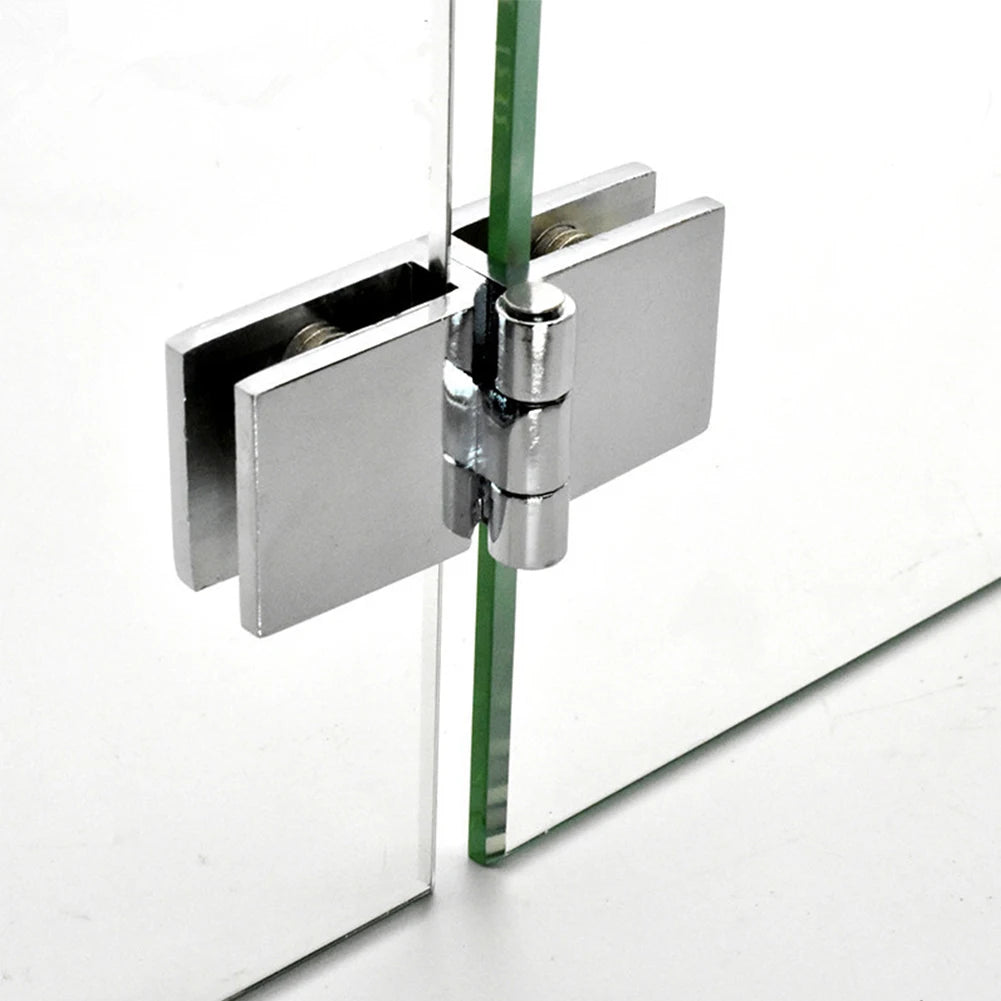 90 180 Degree Bilateral Clip Home Easy Install Glass Clamp Zinc Practical Durable Cabinet Door Hinge Bathroom Furniture Cupboard