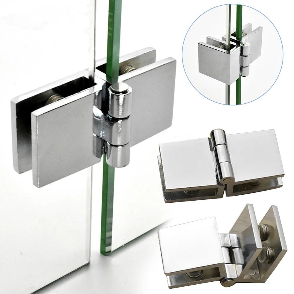 90 180 Degree Bilateral Clip Home Easy Install Glass Clamp Zinc Practical Durable Cabinet Door Hinge Bathroom Furniture Cupboard