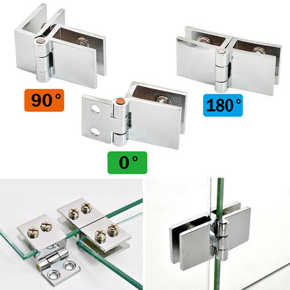 Glass Door Hinges Hinges Shower Glass Door Hinge Single Double Sides Clamp Hardware Parts No-hole Glass Door Hinges